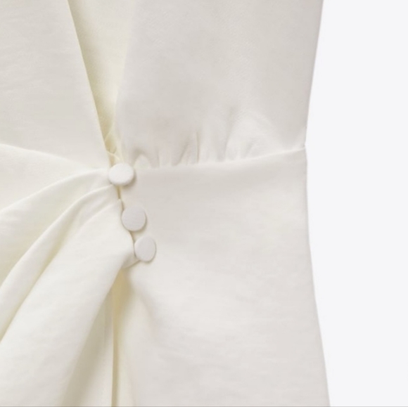 NWT Zara Faux Wrap Front White Dress - Picture 6 of 8